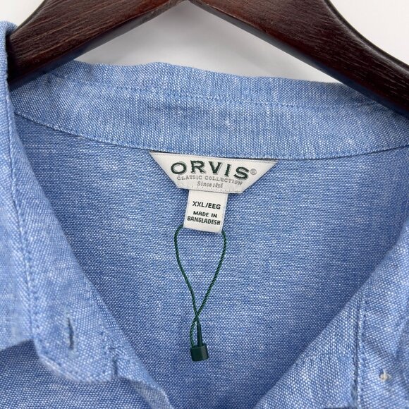 Orvis Women's Blue Linen Blend Button-Up Shirt XXL Long Sleeve Classic Fit - Picture 6 of 7